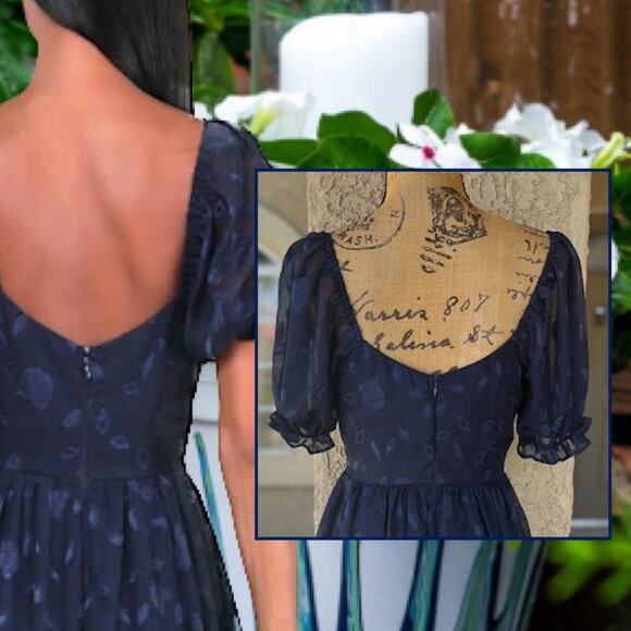 Lulus Navy Sweetness floral Burnout Phenomenal Maxi Dress Size M - Picture 4 of 9